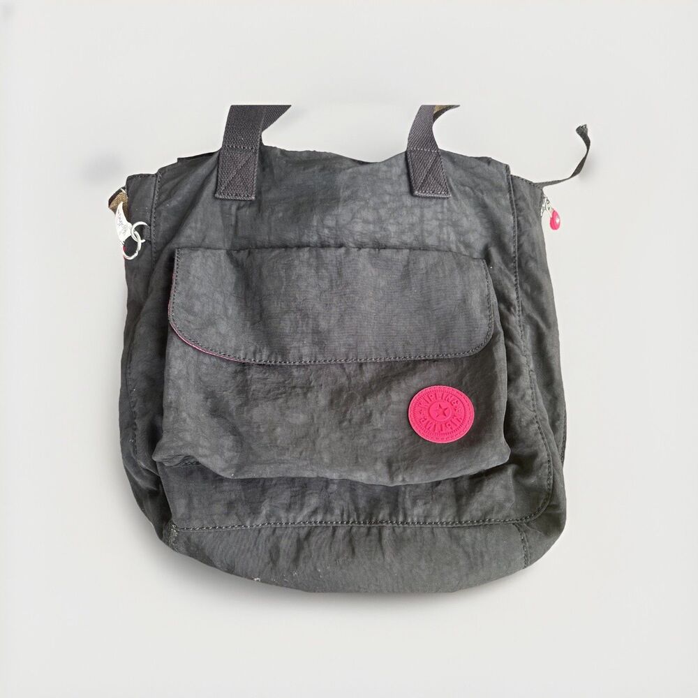 Kipling Expandable Tote Black Side Zip Pink Details - Picture 4 of 16